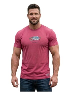 Life is Good T-Shirt XXL Rocket Camper Vintage Collection Tee Berry Red 2XL Men